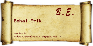 Behal Erik névjegykártya